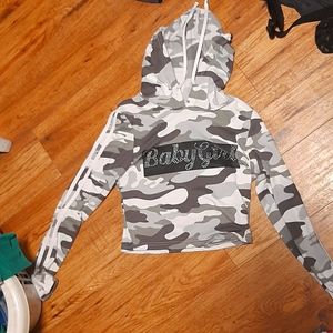 Long Sleeve Crop Top Camo Shirt